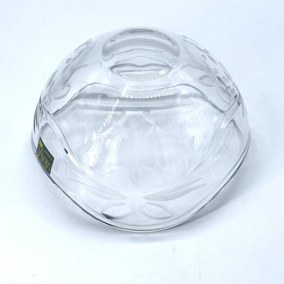 Vintage Mikasa Etched Clear Crystal Bowl 6" Slovenia Floral Design Decorative - Picture 5 of 5